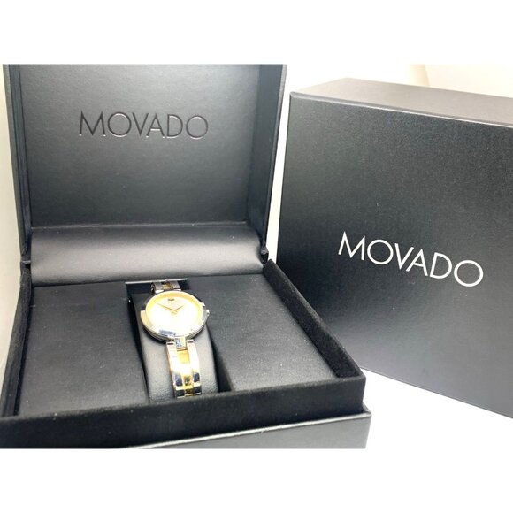 Movado Women's Watch 0607150 Aleena Swiss Quartz Petite 27mm Two Tone Bangle - Picture 3 of 14